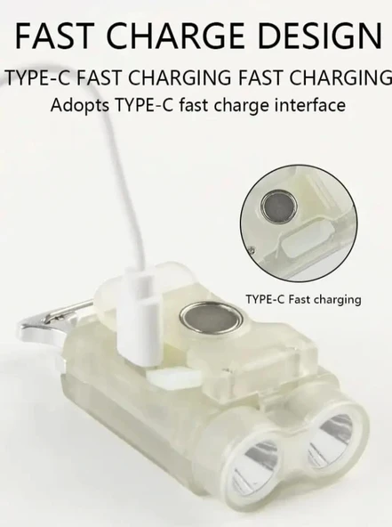 V15 Edc El Feneri 1200lm Anahtarlık Işık Tip-c Şarj Edilebilir Taşınabilir Mini Torch Mıknatıs Klips Ile Kamp Cep Fener - Resim 5