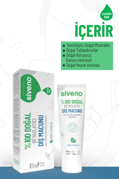 Siveno Doğal Diş Macunu Beyazlatıcı Nane Ferahlığı Florürsüz 65 gr - Resim 5
