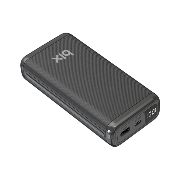 Bix PB204 20000mAh USB-A 22.5W ve Type-C PD 20W Çift Çıkışlı LED Ekranlı Powerbank Siyah - Resim 2