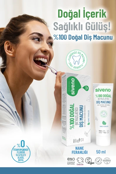 Siveno Doğal Diş Macunu Beyazlatıcı Nane Ferahlığı Florürsüz 65 gr - Resim 8