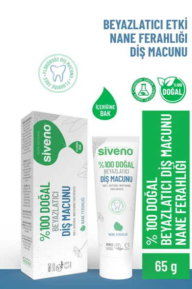 Siveno Doğal Diş Macunu Beyazlatıcı Nane Ferahlığı Florürsüz 65 gr ürün görseli 1