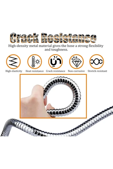 Tilbe Home 5 Fonksiyonlu Duş Başlığı Seti + Spiral İp Örgülü Duş Hortumu + Yapışkanlı Mafsal Tutacak Eko Set - Resim 2