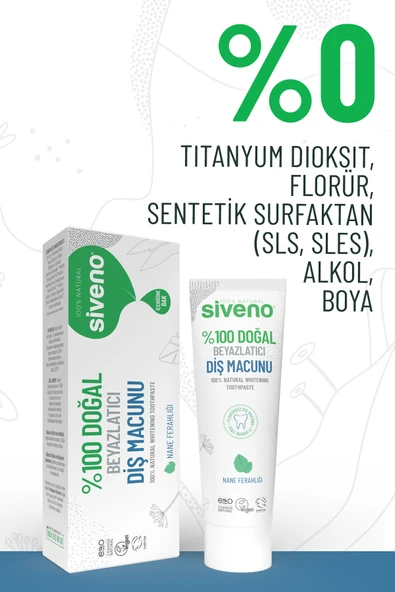 Siveno Doğal Diş Macunu Beyazlatıcı Nane Ferahlığı Florürsüz 65 gr - Resim 3
