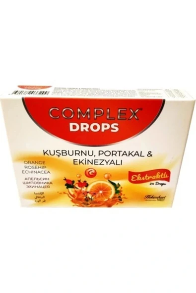 Complex Drops Bitkisel Kuşburnu Portakal  Ekinezyalı Boğaz Pastili 24 Drops ürün görseli