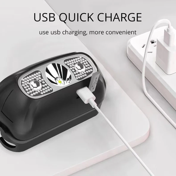 Baretta Brt61 Xpe Pearls Led Hareket Sensörlü Mini Usb Şarjlı Kafa Feneri - Resim 4