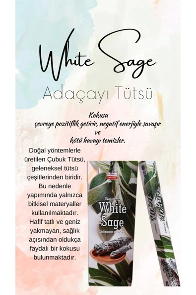 Adaçayı Nagetif Enerji Tütsü 20 Çubuk ürün görseli