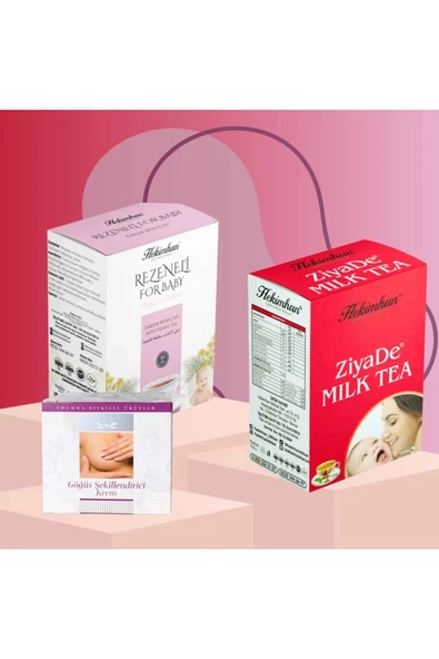 Anne Bebek Seti Rezeneli Bebek Çayı Emziren Anne Süt Çayı ve Göğüs Şekillendirici Krem