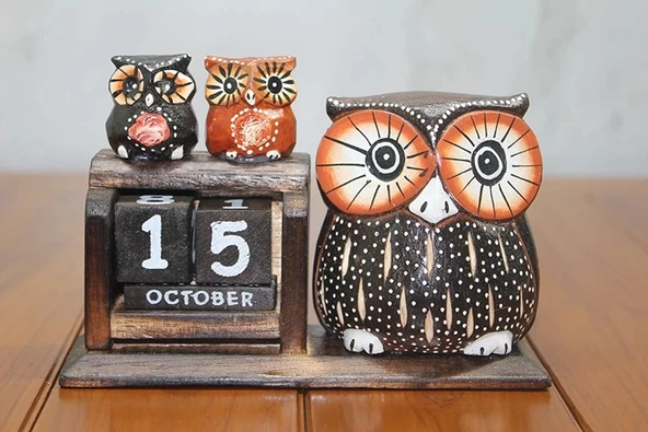 Ahşap Baykuş Takvim Polos-19 ürün görseli