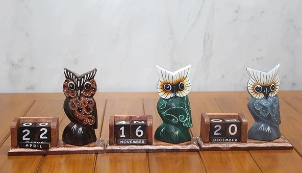 Ahşap Baykuş Takvim Polos-14 ürün görseli