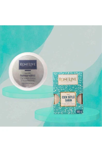 Keçi Sütlü Nemlendirici Krem 150 ml + Eşek Sütlü Sabun 100 gr ( İpeksi Cilt İçin )