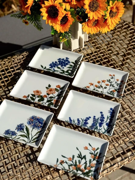Porland Flower Garden 6 Kişilik Kare Pasta Tabağı 18x13CM 04PPO000225 - 3