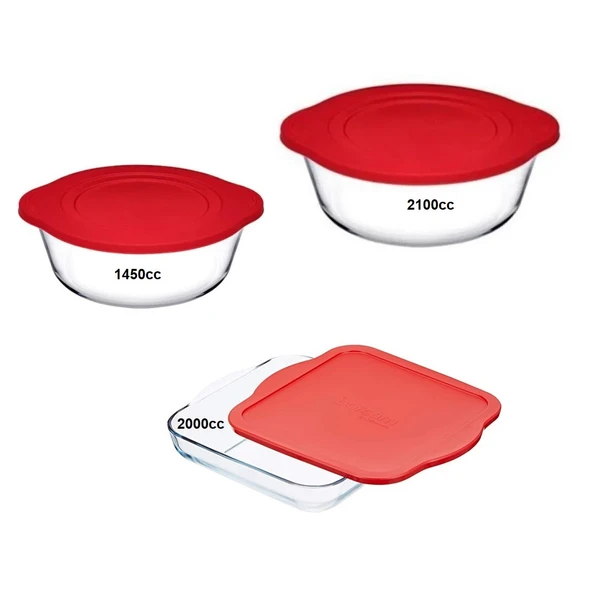 Paşabahçe Kırmızı Kapaklı 3 lü Borcam Seti 59034-59001-59123 ürün görseli