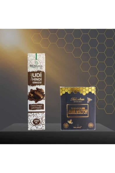 Propolisli Udi Hindi Sirkesi 250 ml ve Bal Polen Arı Sütü 240 gr