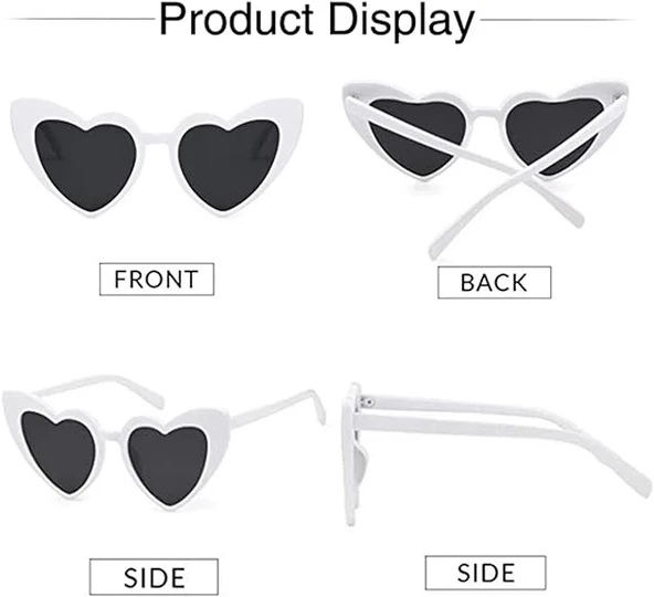 Beyaz Renk Kalp Gelin Düğün Gözlüğü 15x5 Cm - Resim 3