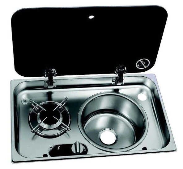 NAVY LOAD Cam Kapaklı Ocak ve Sağ Evye NL24000 ürün görseli