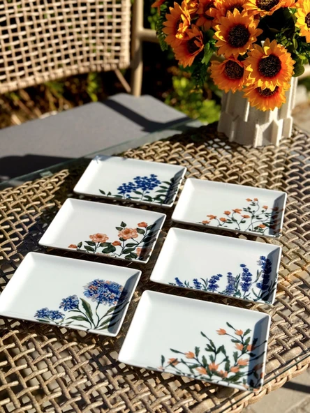 Porland Flower Garden 6 Kişilik Kare Pasta Tabağı 18x13CM 04PPO000225 - 4