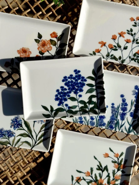 Porland Flower Garden 6 Kişilik Kare Pasta Tabağı 18x13CM 04PPO000225