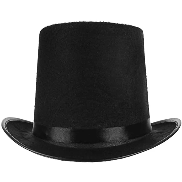 Yetişkinler İçin Siyah Renk Ringmaster Sihirbaz Şapkası Silindir Şapka - Resim 6