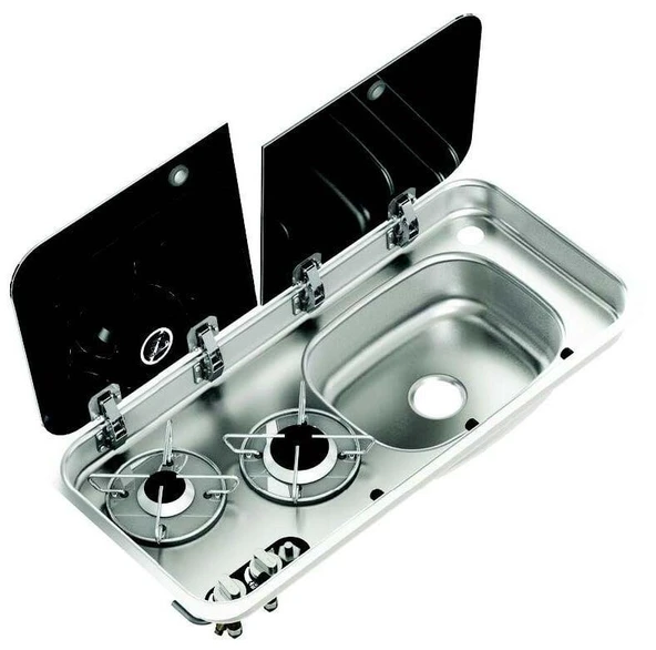 NAVY LOAD Tek Cam Kaplı İki Ocaklı ve Sağ Evye 25000 ürün görseli