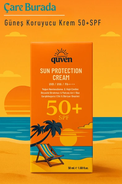 Queven - Güneş Kremi 50+SPF 50 Ml (Makyaj Altı Baz & Bariyer Onarıcı)