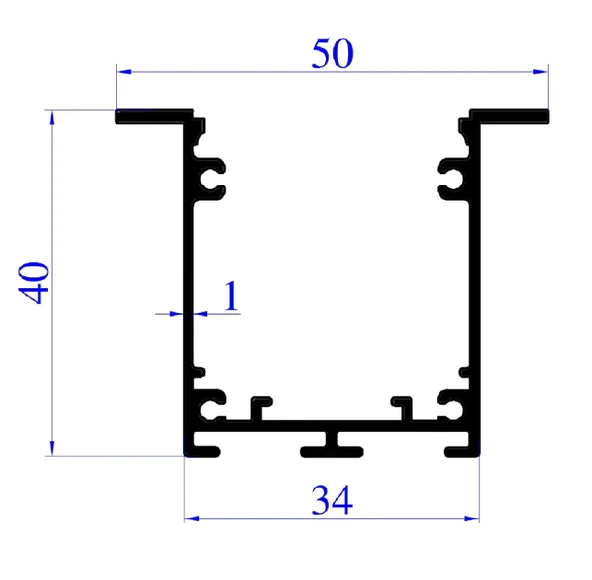 LED Alüminyum Profil Sıva Altı Kanal 1 Metre 2186 SA 40x34mm Pleksi Cam Yan Kapak ve Yay Dahil - 2