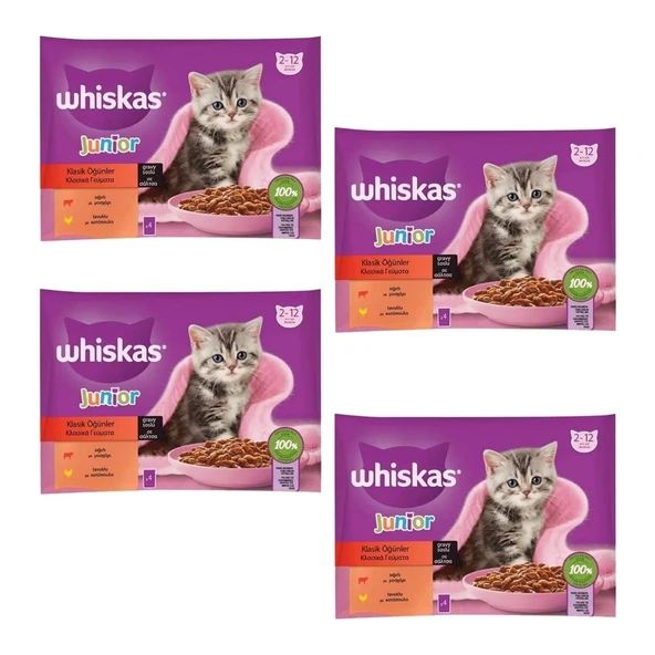 Pouch Sos Içinde Sığırlı ve Tavuklu Yavru Kedi Konservesi 85 gr 4'lü x 4 Adet