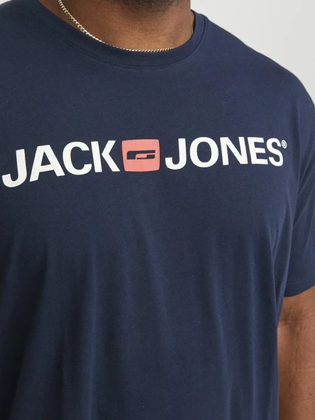 Jack Jones Carp Logo Büyük Beden Erkek Tişört 12184987 - 7
