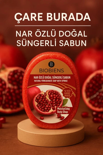 Biobiens - Nar Özlü Doğal Süngerli Sabun 135 gr ürün görseli