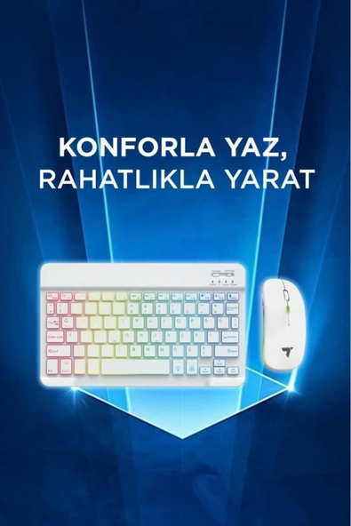 09 Şarj Edilebilir RGB Işıklı Kablosuz Klavye Mouse Seti - 2
