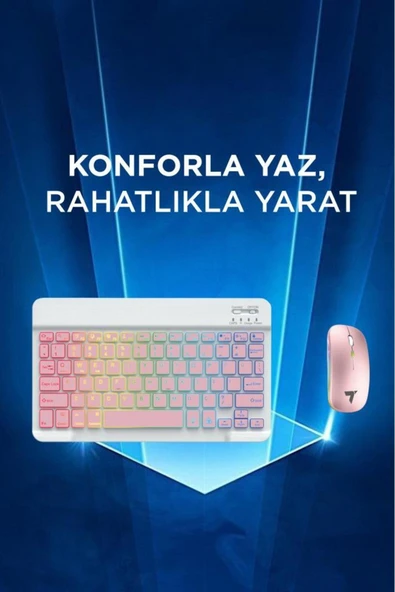 09 Şarj Edilebilir RGB Işıklı Kablosuz Klavye Mouse Seti - 12