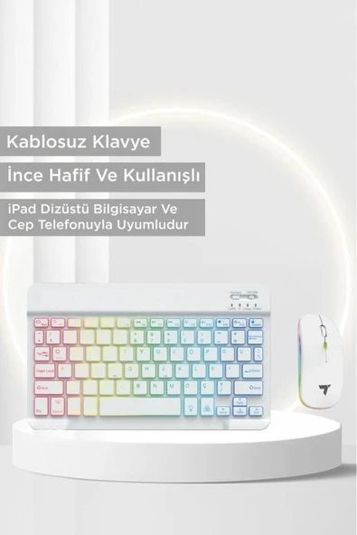 09 Şarj Edilebilir RGB Işıklı Kablosuz Klavye Mouse Seti - 3
