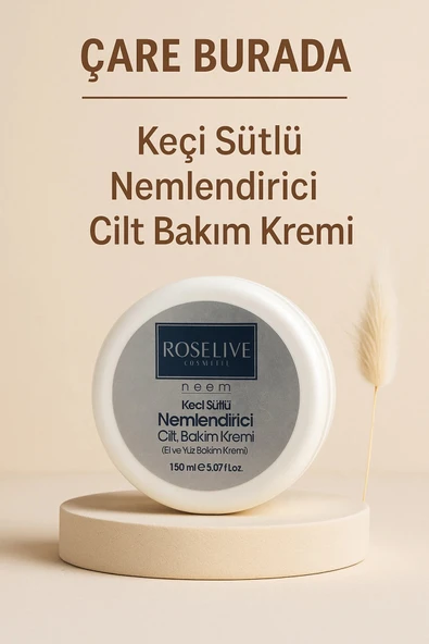 Roselive - Keçi Sütlü Nemlendirici Cilt Bakım Kremi 150 Ml (El & Yüz)