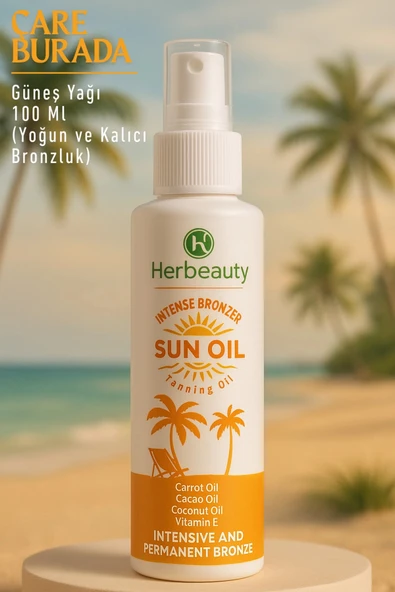 Herbeauty - Bronzlaştırıcı Güneş Yağı 100 Ml (Kakao Yağı, Havuç Yağı, E Vitamini) ürün görseli