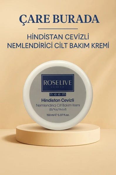 Roselive - Hindistan Cevizli Nemlendirici Cilt Bakım Kremi 150 Ml ( El & Yüz & Vücut) ürün görseli