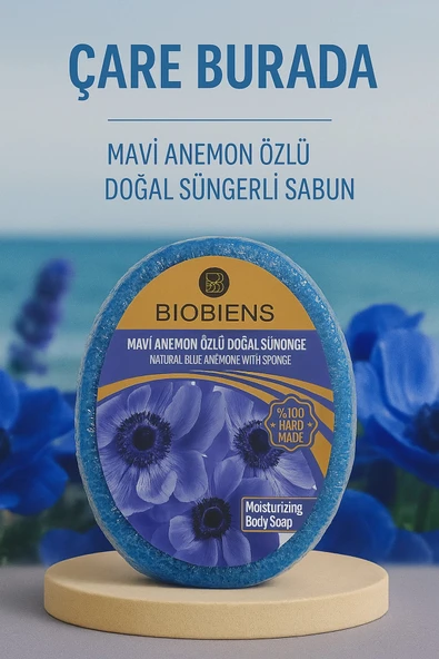Biobiens - Mavi Anemon Özlü Doğal Süngerli Sabun 135 gr ürün görseli