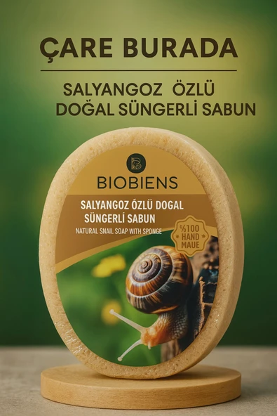 Biobiens - Salyangoz Özlü Doğal Süngerli Sabun 135 gr ürün görseli