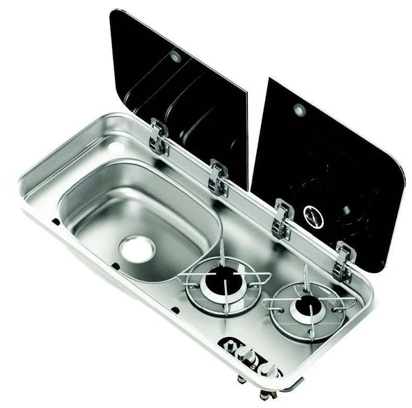 NAVY LOAD Tek Cam Kaplı İki Ocaklı ve Sol Evye 25001 ürün görseli 1