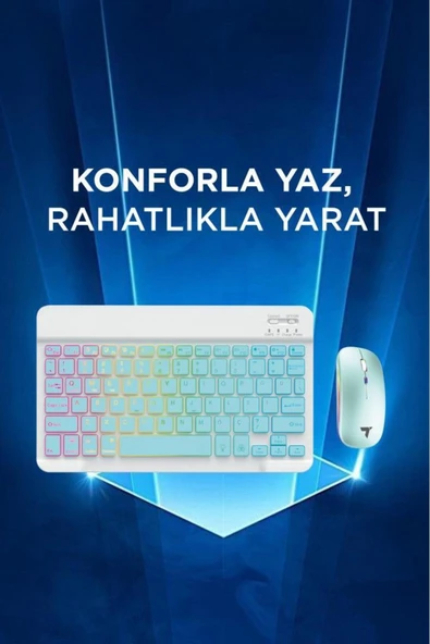 09 Şarj Edilebilir RGB Işıklı Kablosuz Klavye Mouse Seti - 7