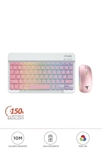 09 Şarj Edilebilir RGB Işıklı Kablosuz Klavye Mouse Seti - 11