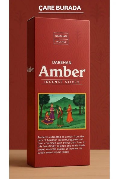 Darshan Incense - Amber 20'li Çubuk Tütsü (Şifa & Huzur) ürün görseli