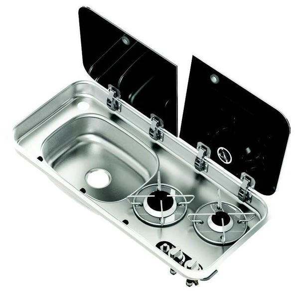 NAVY LOAD Çift Cam Kaplı İki Ocaklı ve Sol Evye 25101 ürün görseli