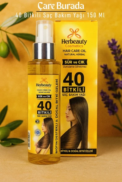 Herbeauty - 40 Bitkili Saç Bakım Yağı 150 Ml (Durulama Gerektirmez) ürün görseli