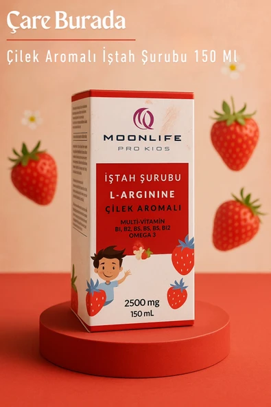 Moonlife - Çilek Aromalı İştah Şurubu 2500 mg (L-Arginine & Omega 3 & Multivitamin) ürün görseli