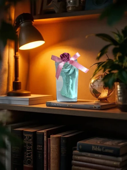 Kokulu Doğal romantik aşıklar görünümlü yeşil renk Dekoratif  mum - Resim 3