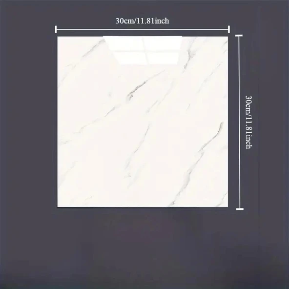 Beyaz Mermer Desenli Alüminyum Plastik Duvar Sticker (30*30) ürün görseli