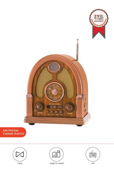 Torima D-58 Ahşap Nostalji Radyo Kablosuz Bluetooth Hoparlör ürün görseli