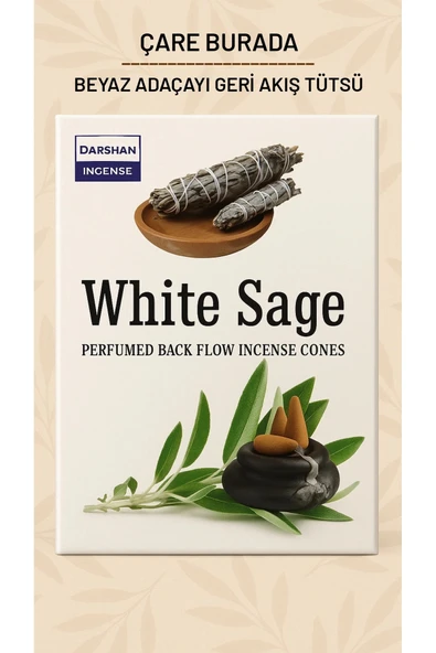 Darshan Incense - Beyaz Adaçayı gerİ Akış Tütsü (10 Adet Geri Akış Tütsü) ürün görseli