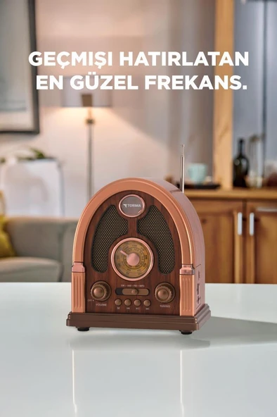 Torima D-58 Kahverengi Nostalji Radyo Kablosuz Bluetooth Hoparlör - Resim 2