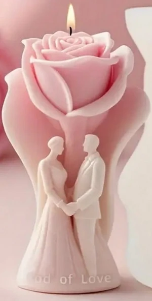 Kokulu Doğal romantik aşıklar görünümlü yeşil renk Dekoratif  mum - Resim 5