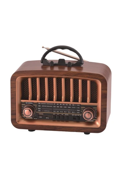 Torima D-57 Ahşap Nostalji Radyo Kablosuz Bluetooth Hoparlör - Resim 4